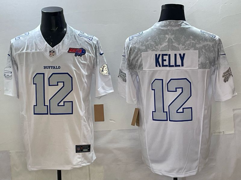 Men 2025 Buffalo Bills #12 Kelly white 5th generation Throwback Nike Limited NFL Jersey style 05->buffalo bills->NFL Jersey
